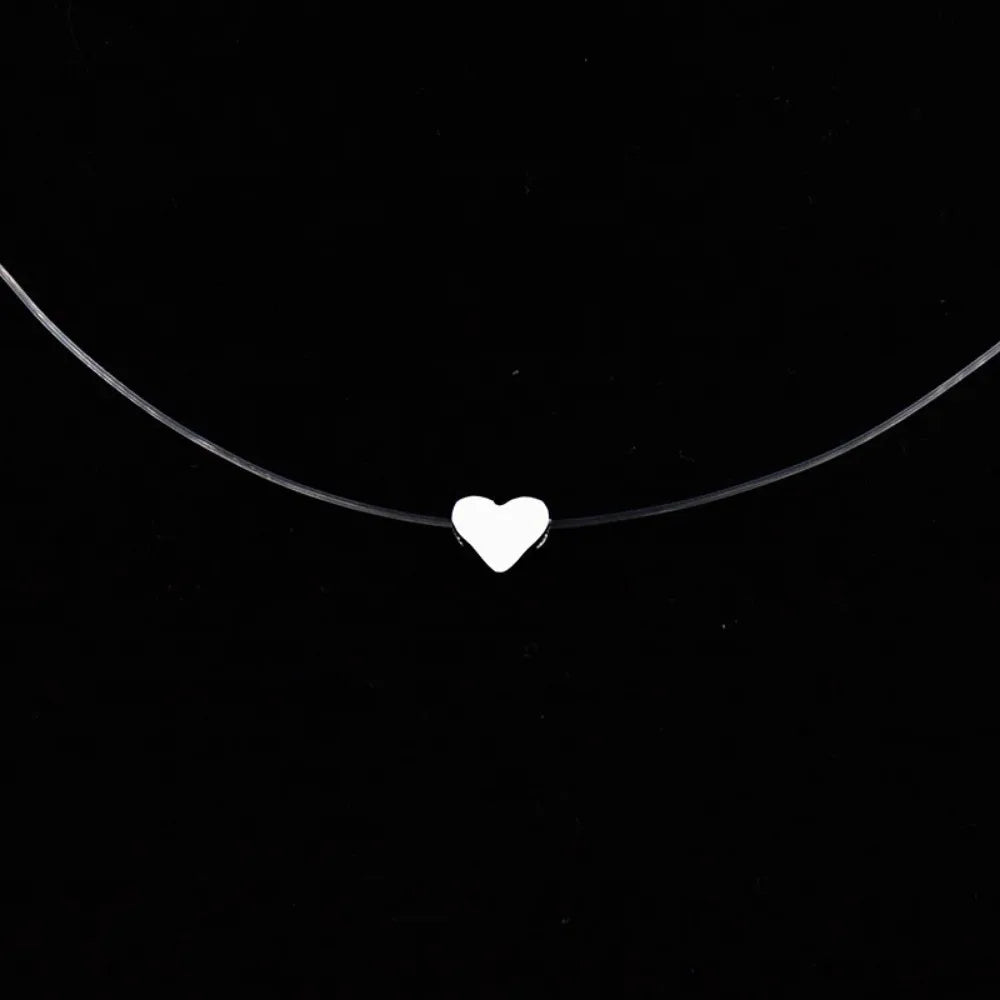 Hot Female Transparent Fishing Line Necklace Silver Color