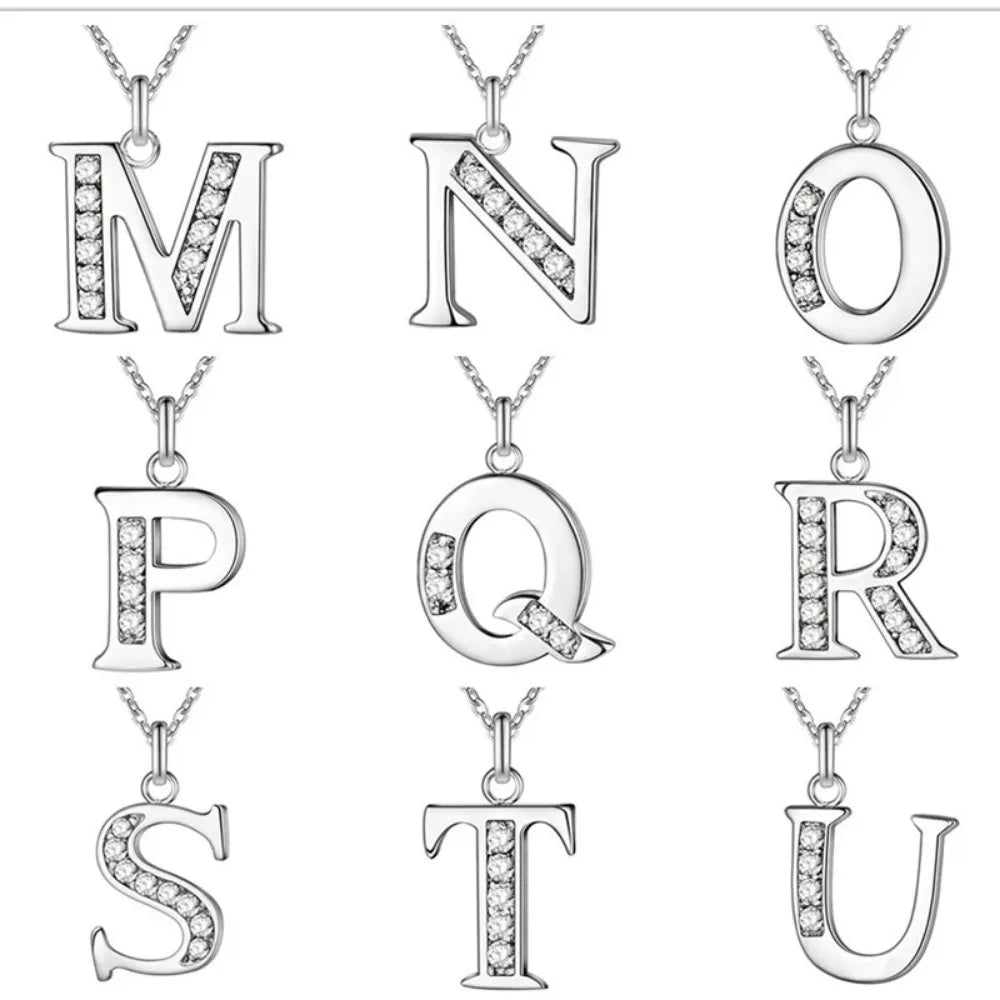 Fashion 26 Letter A-Z Silver Plated Necklace