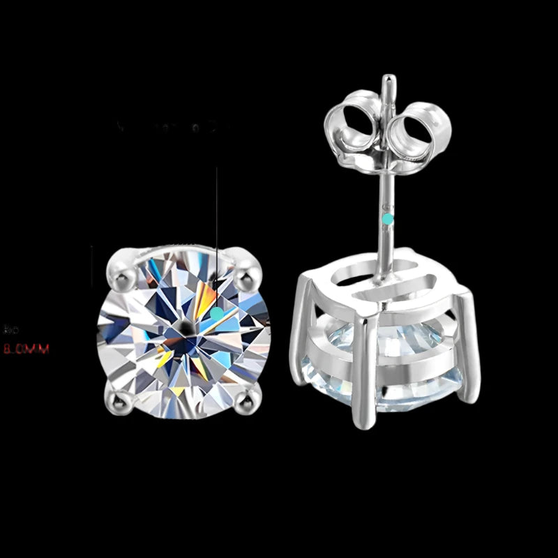 2 Carat 8.0mm D Color  Earrings For Women Top Quality