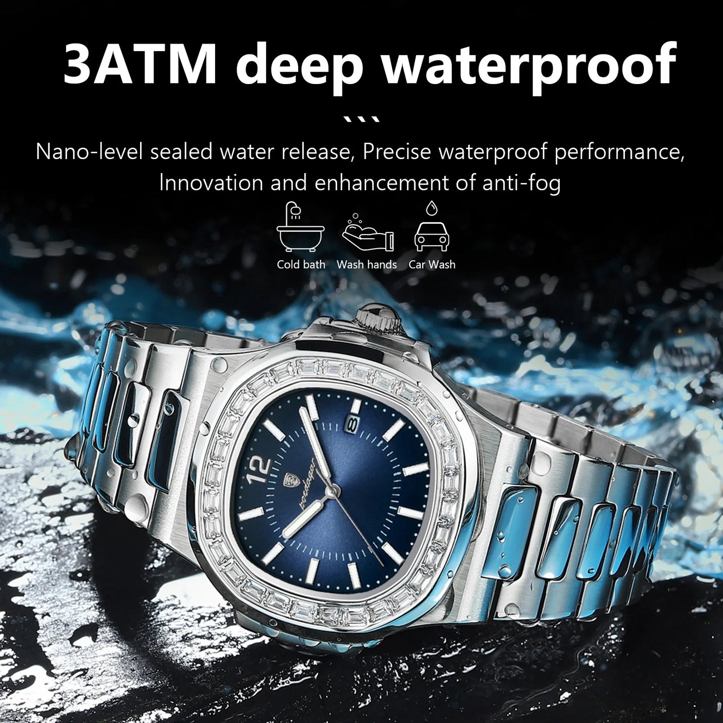 Men Quartz Watch Square Watch For Men Waterproof