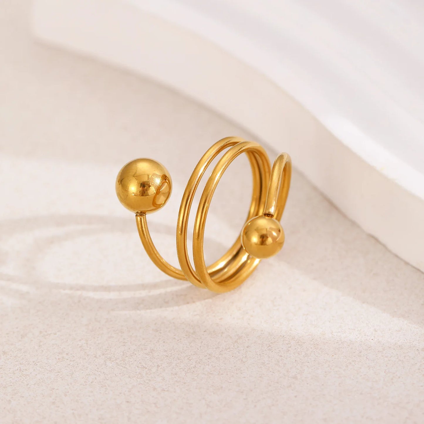 Open Ring Gold Color Big and Small Ball