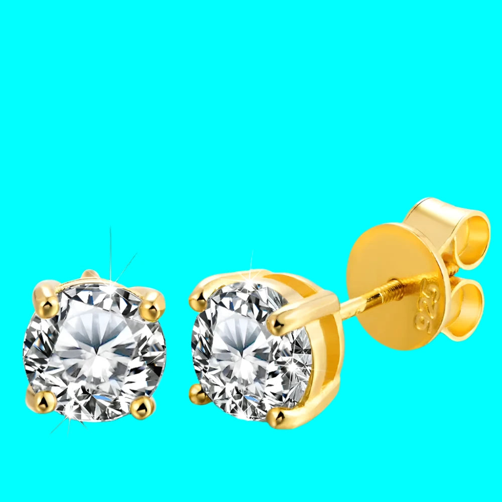 Silver Charm 0.1ct D Color  Women Earrings Gold  Created Diamond