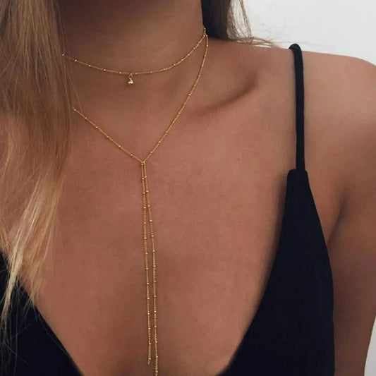 Women Necklace Long Beads Tassel Chocker