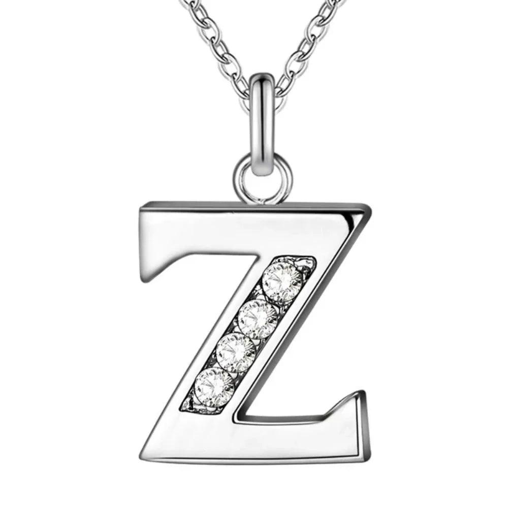 Fashion 26 Letter A-Z Silver Plated Necklace