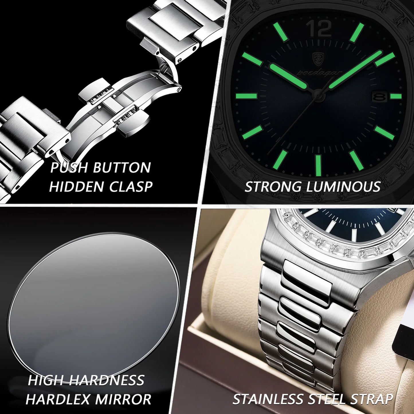 Men Quartz Watch Square Watch For Men Waterproof