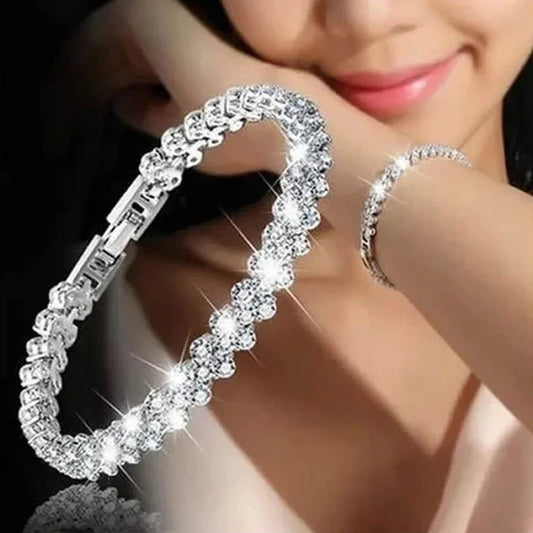 Crystal Love Heart Chain Bracelets for Women