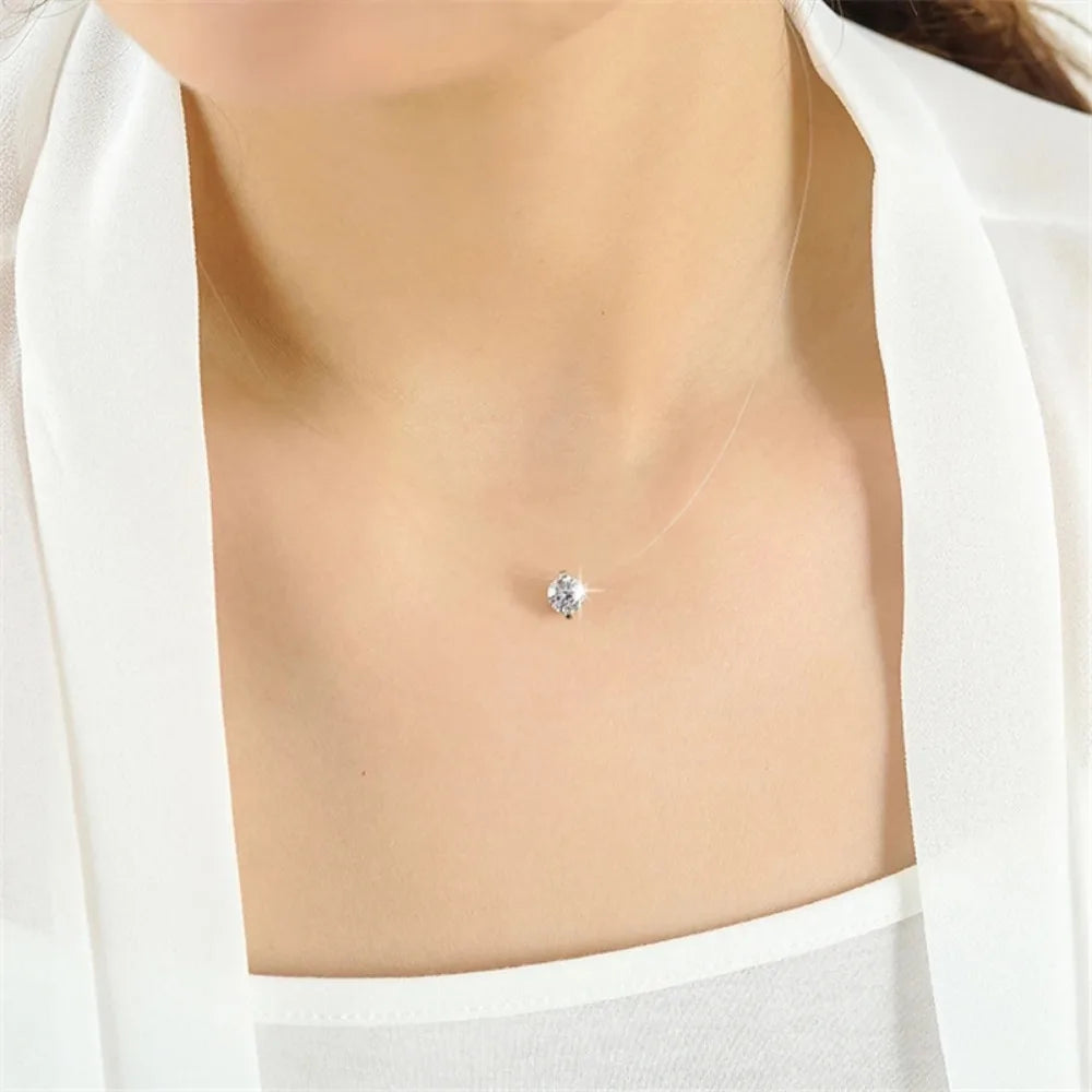 Line Crystal Necklace Pendants  Zircon Women