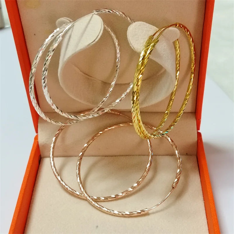 Women's Hoop Earrings 18K YELLOW Gold Plated