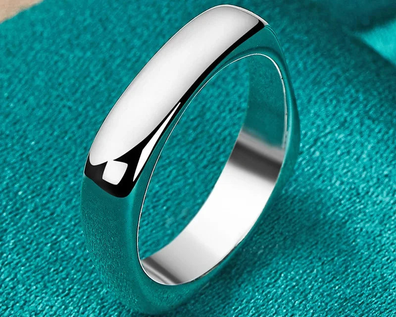 Silver Smooth Round Square Ring For Women