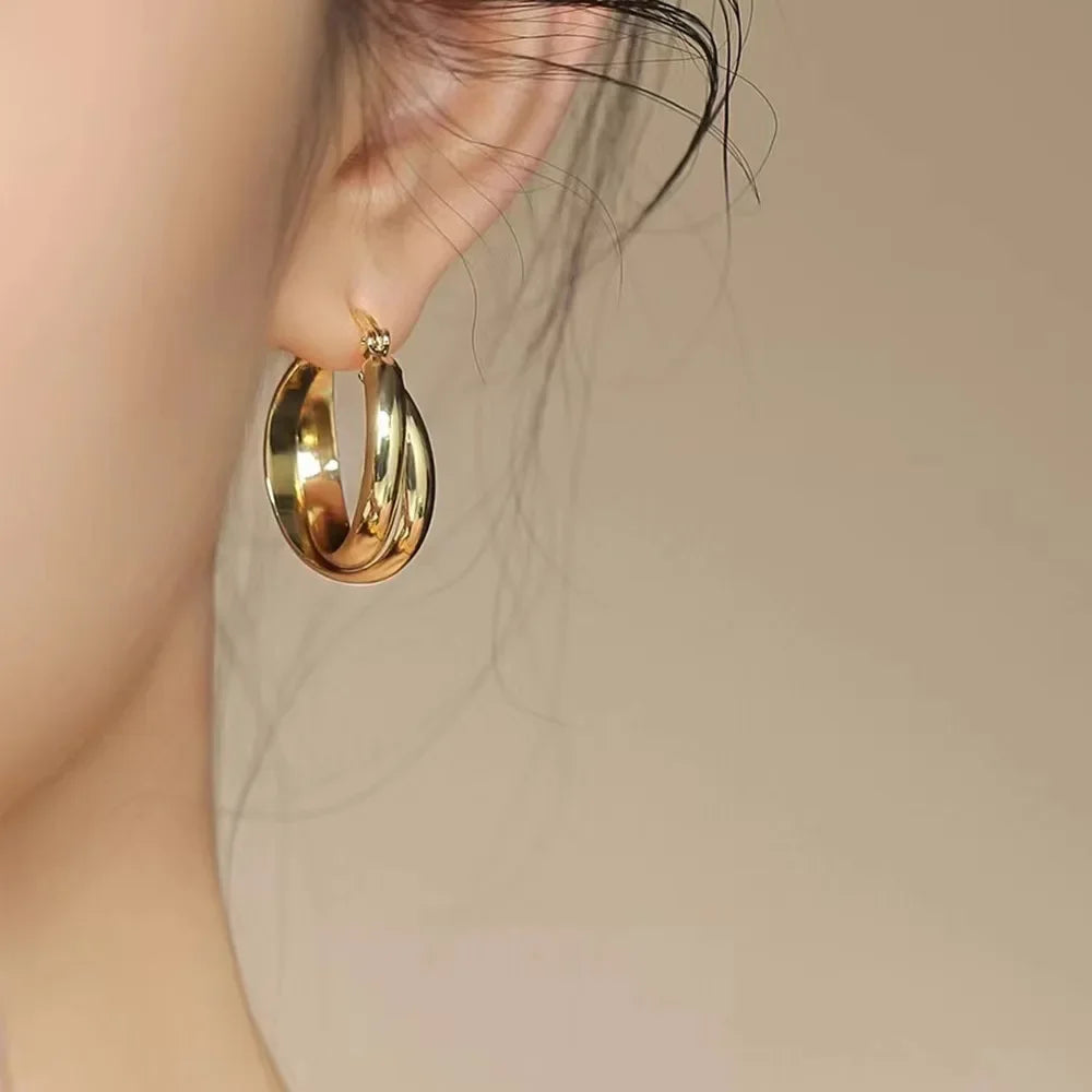 Twisted Thick Hoop Earrings for Women