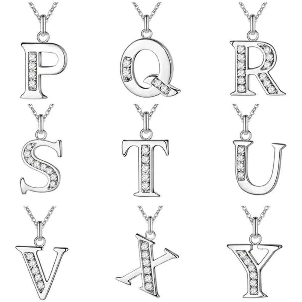 New Fashion 26 Letter A-Z Silver Plated Necklace