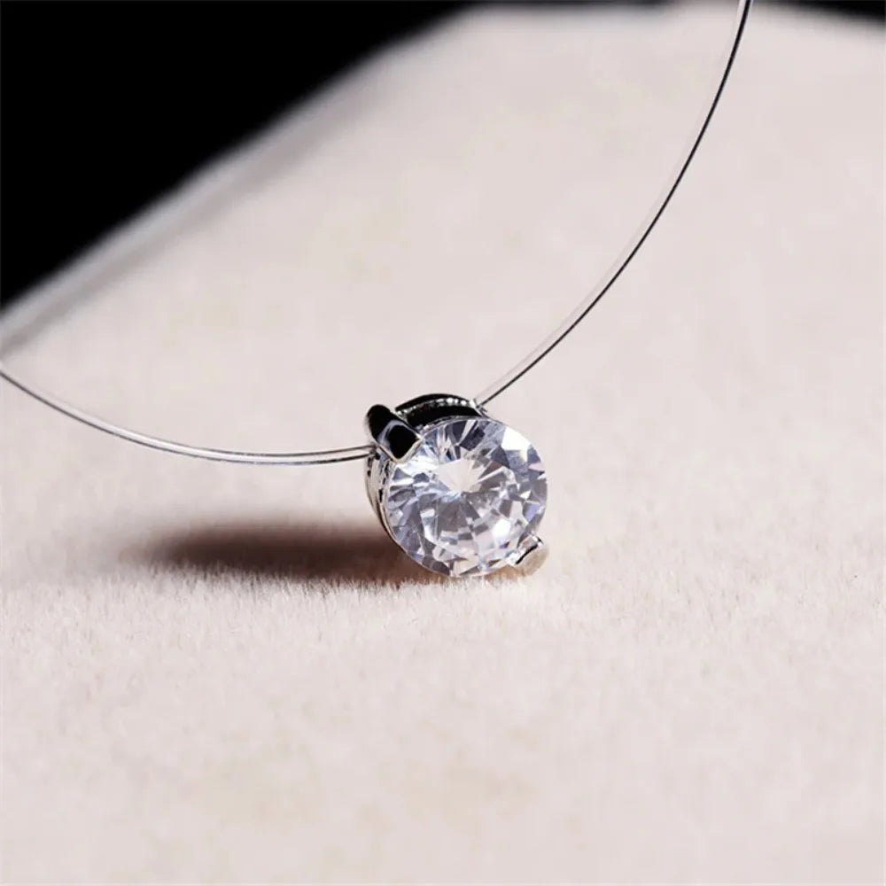 Line Crystal Necklace Pendants  Zircon Women