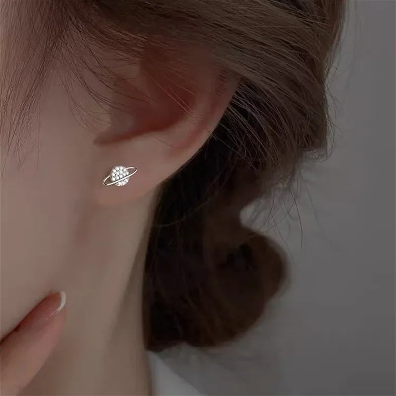 Star Moon Planet Stud Earrings for Women