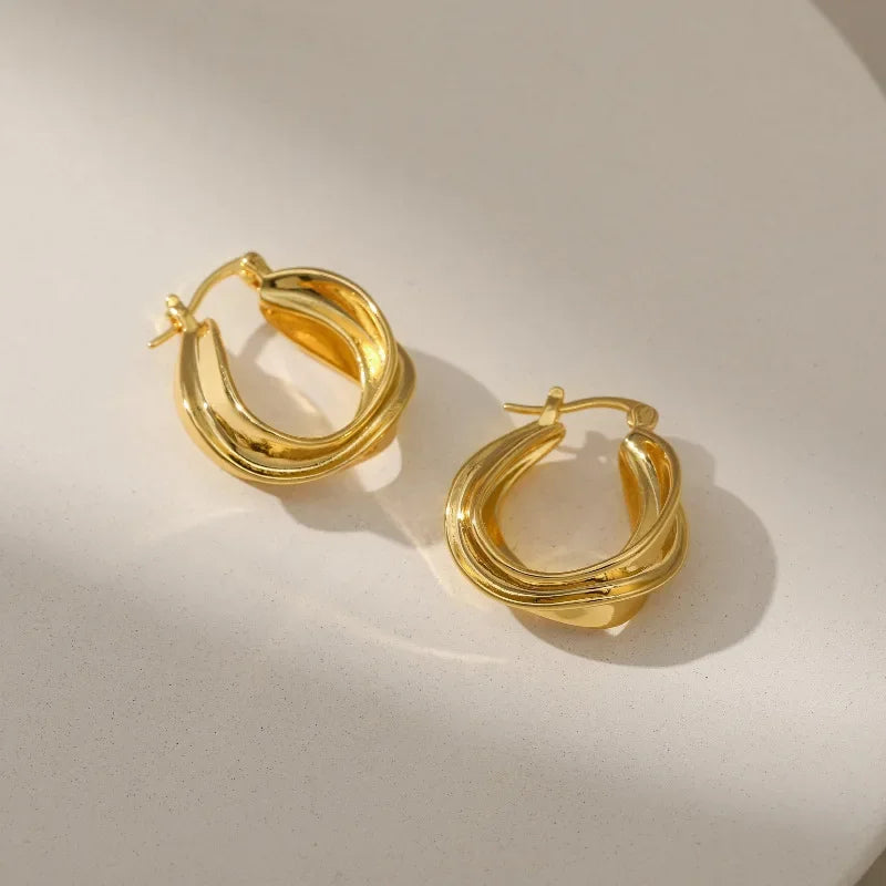 Twisted Thick Hoop Earrings for Women