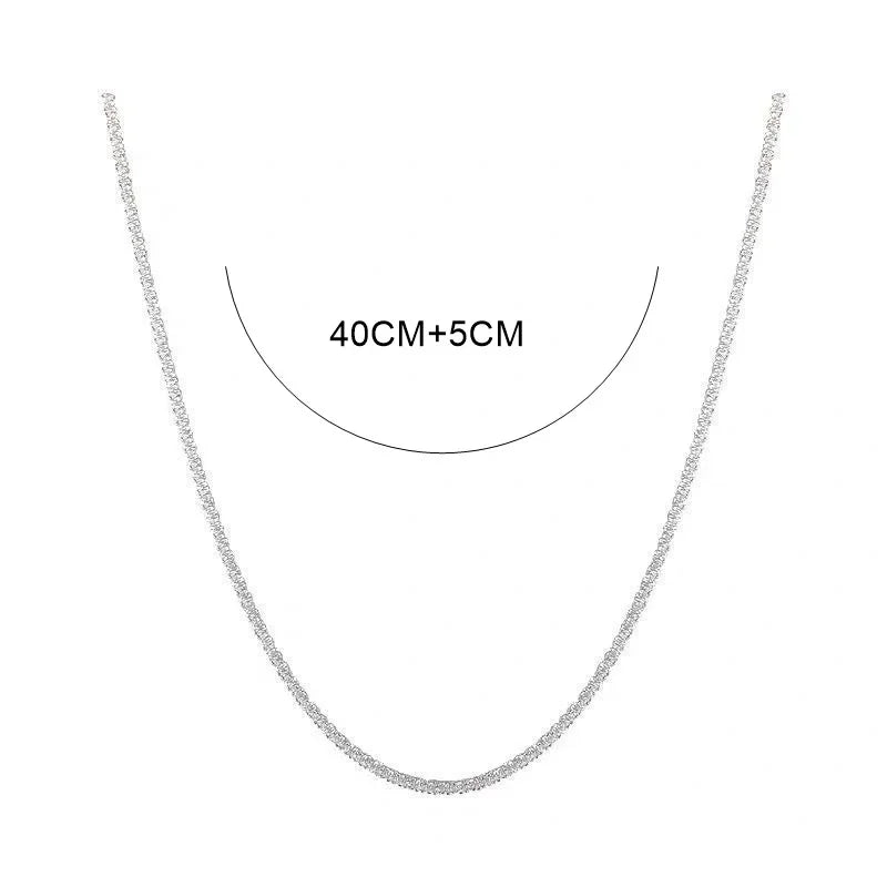 Silver Colour Sparkling Clavicle Chain Choker Necklace